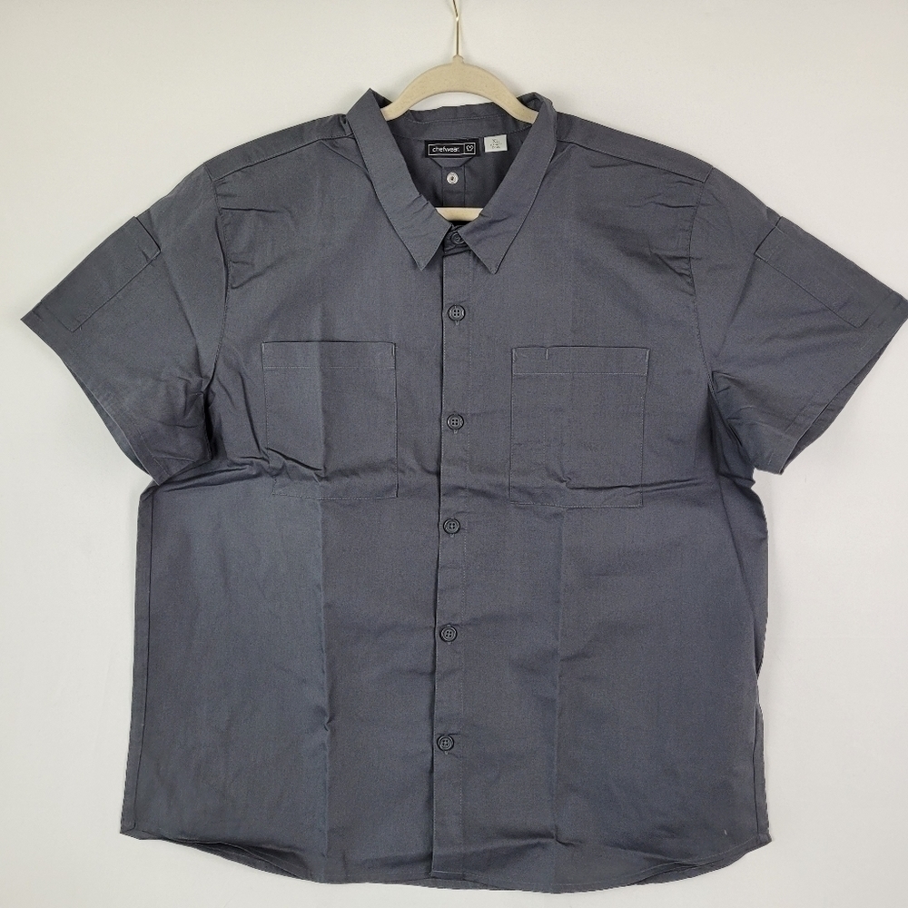 NEW UNISEX MODERN ESSENTIAL SHORT SLEEVE COOK SHIRTS (CW4325) GRAY SIZE XL